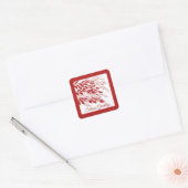 Rode Bes Tak Glitter Vierkante Sticker (Envelop)