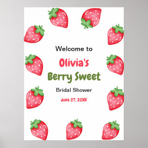 Rode Bes Zoete Aardbei Bruiloft Feest Welkom Poster