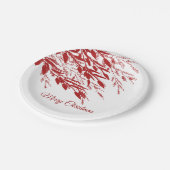 Rode Besie Takken Kerstmis Papieren Bordje (Gekanteld)