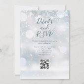 Rode Besien Bloem QR Code Winter Huwelijk Kaart (Achterkant)