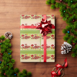 Rode Besien Tuin Paddenstoel Groene Magische Padde Cadeaupapier