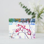 RODE BESJES WINTER ANSICHTKAART FEESTDAGENKAART (Staand voorkant)