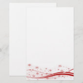 Rode besneeuwde kerst briefpapier (Voorkant / Achterkant)