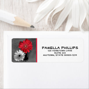 Rode Bespatte Dahlia   Fotografie van het Etiket