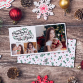 Rode bessen 3 foto Vrolijk Kerstfeest Gelukkig Nie Feestdagenkaart