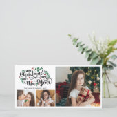 Rode bessen 3 foto Vrolijk Kerstfeest Gelukkig Nie Feestdagenkaart (Staand voorkant)