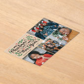 Rode bessen 4 foto Vrolijk Kerstfeest Gelukkig Nie Acryl Uitnodigingen (Laagn)