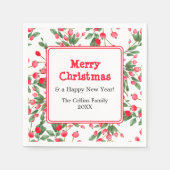 Rode bessen | aangepaste begroeting | vrolijk kers servet (Voorkant)