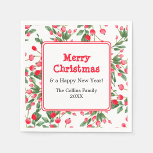 Rode bessen   aangepaste begroeting   vrolijk kers servet