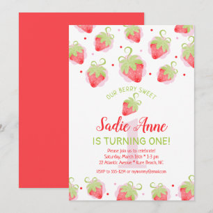 Rode bessen Berry Sweet Strawberry Birthday Kaart
