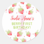 Rode bessen Berry Sweet Strawberry Birthday Ronde Sticker (Voorkant)