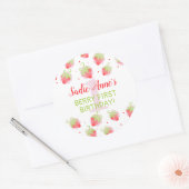 Rode bessen Berry Sweet Strawberry Birthday Ronde Sticker (Envelop)