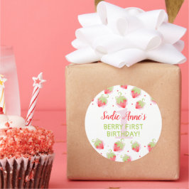 Rode bessen Berry Sweet Strawberry Birthday Ronde Sticker