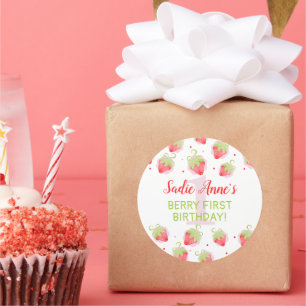 Rode bessen Berry Sweet Strawberry Birthday Ronde Sticker