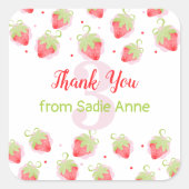 Rode bessen Berry Sweet Strawberry Birthday Vierkante Sticker (Voorkant)