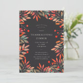 Rode bessen & bladeren aangepaste Thanksgiving din Kaart (Staand voorkant)