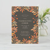 Rode bessen & bladeren bruin Thanksgiving Diner Kaart (Staand voorkant)