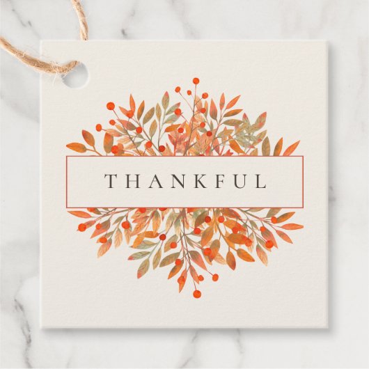 Rode bessen & bladeren Ivoor Botanisch Bedankjes Labels (Voorkant)