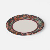 Rode bessen & Blauwgroen bladeren Donker Papieren Bordje (Gekanteld)