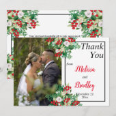 Rode bessen Bloemen Vakantie bruiloft Dank u Bedankkaart (Voorkant / Achterkant)