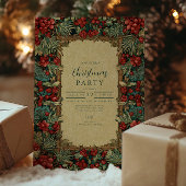 rode bessen botanische kerst kaart