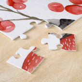 Rode bessen Bullfinches Waterverf Patroon Legpuzzel (Zijkant)