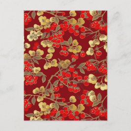 Rode bessen Chiyogami Briefkaart