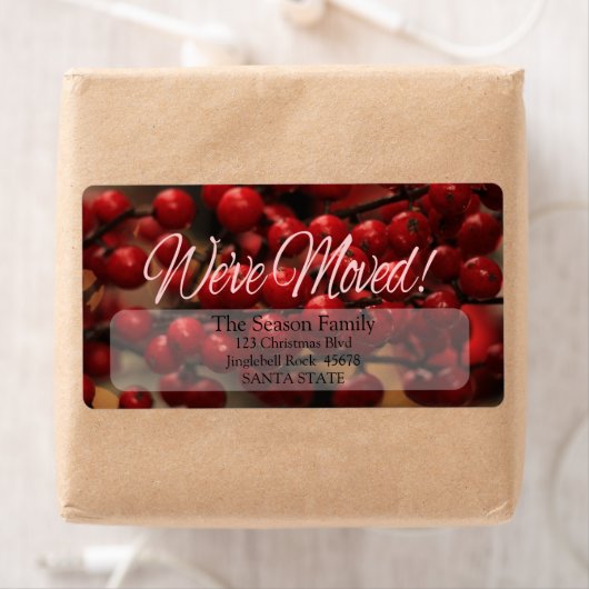 Rode bessen die we hebben verhuisd met het kerstla etiket (Insitu)