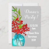Rode bessen elegante dinerparty kaart (Voorkant)