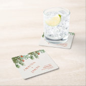 Rode bessen en bladeren feestelijke kerst bruiloft kartonnen onderzetters (Insitu)