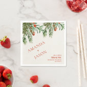 Rode bessen en bladeren feestelijke kerst bruiloft servet (Insitu)