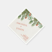 Rode bessen en bladeren feestelijke kerst bruiloft servet (Hoek)