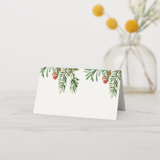 Rode Bessen En Bladeren Festieve Kerst Huwelijk Plaatskaartje (Achterkant)