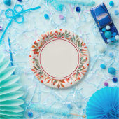 Rode bessen en Blauwgroen bladeren Ivoor Papieren Bordje (Feest)