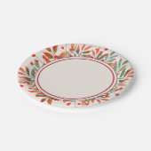 Rode bessen en Blauwgroen bladeren Ivoor Papieren Bordje (Gekanteld)