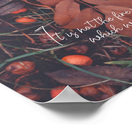 Rode bessen en bruine herfstbladeren poster (Hoek)