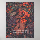 Rode bessen en bruine herfstbladeren poster (Voorkant)