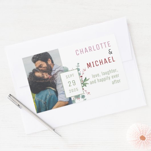 Rode bessen en Eucalyptus Wedding Sticker (Envelop)