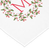 Rode bessen en Evergreens kerstmis op wit Medium Tafelloper (Hoek)