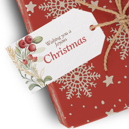 Rode bessen en groen Elegante Kerstmis Cadeaulabel