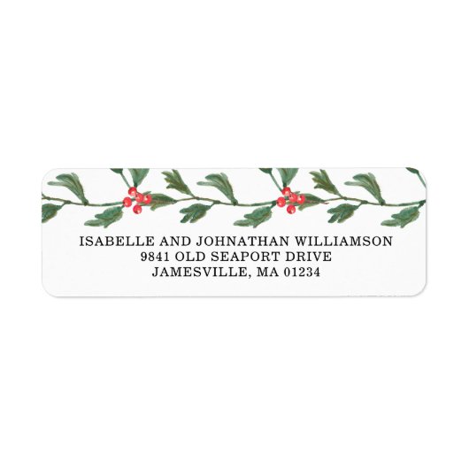 Rode bessen en groen retour adreslabels etiket (Voorkant)