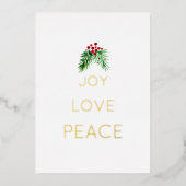 Rode bessen en groen Waterverf Goud Folie Feestdagenkaart (Voorkant)