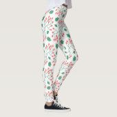 Rode bessen en groene bladeren patroon leggings (Rechts)