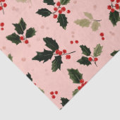 Rode bessen en hulst op roze tissuepapier (Detail)