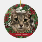 Rode bessen en kerstgroenen 2 Fotofoto's Keramisch Ornament (Achterkant)