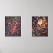 Rode bessen en kleurrijke herfstbladeren muurkunst sets (Voorkant)