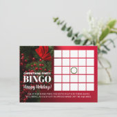 Rode bessen en maretak, kerstfeest Bingo Kaart (Staand voorkant)