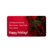 Rode bessen en mistletoe, Kerstmis Etiket (Voorkant)