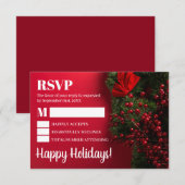 Rode bessen en mistletoe, kerstrSVP RSVP Kaartje (Voorkant / Achterkant)