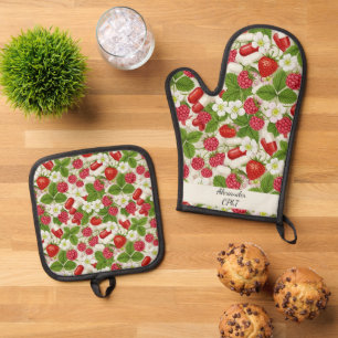 Rode bessen en pillen apotheek keuken ovenwant & pannenlap set